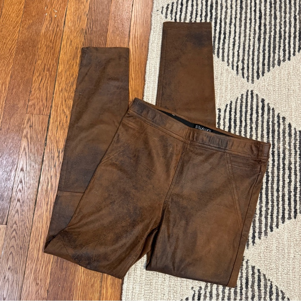 Brown Faux Leather Pleather Edgy Leggings